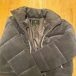 7 For All Mankind Gray Corduroy Puffer Jacket